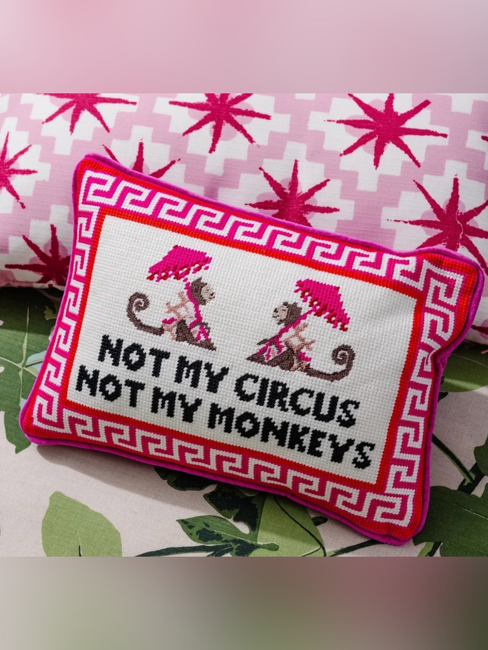 Anthropologie Not My Circus Needlepoint Pillow Furbish Studio